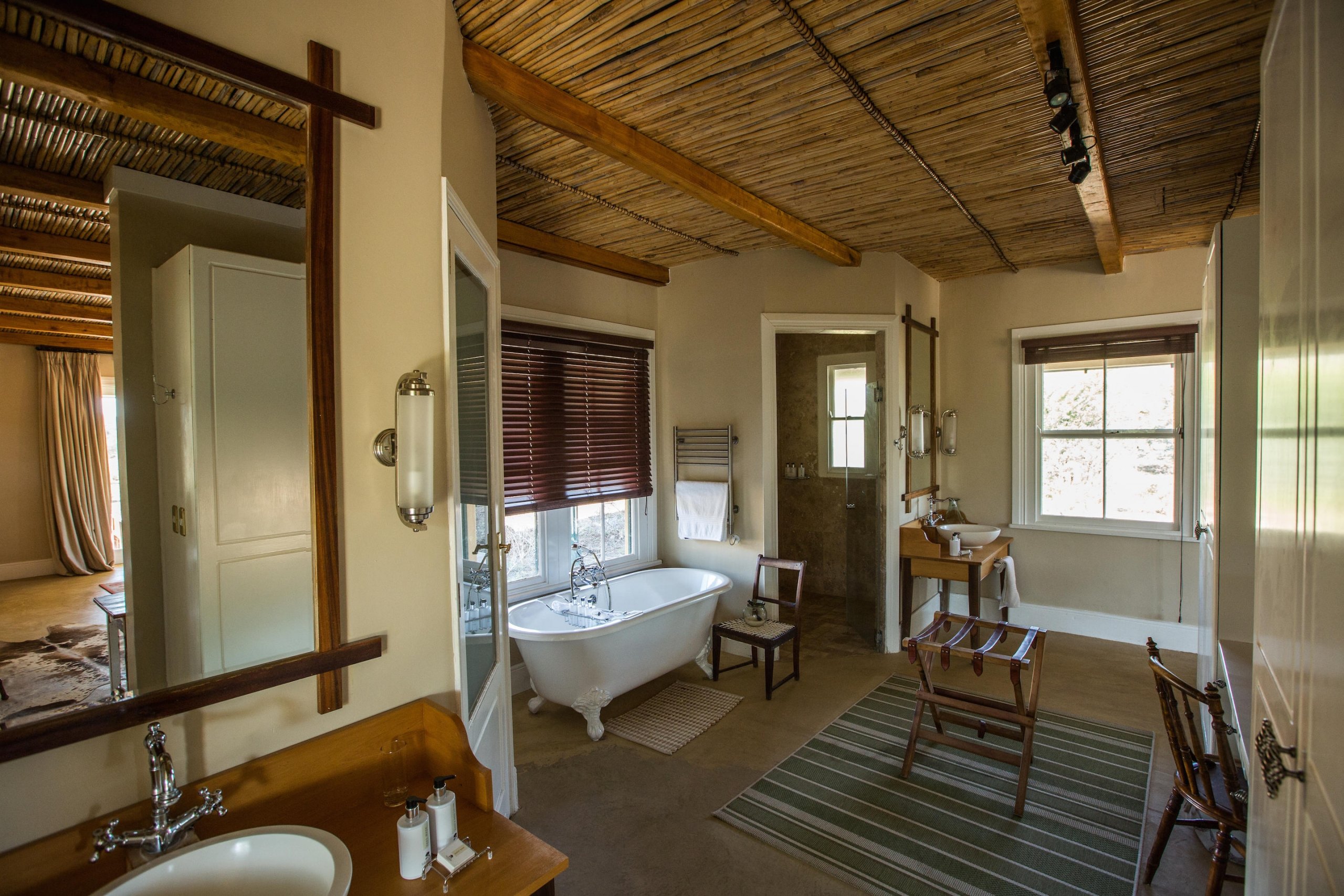 Each Karoo Suite has a large bathroom with basins bath and shower