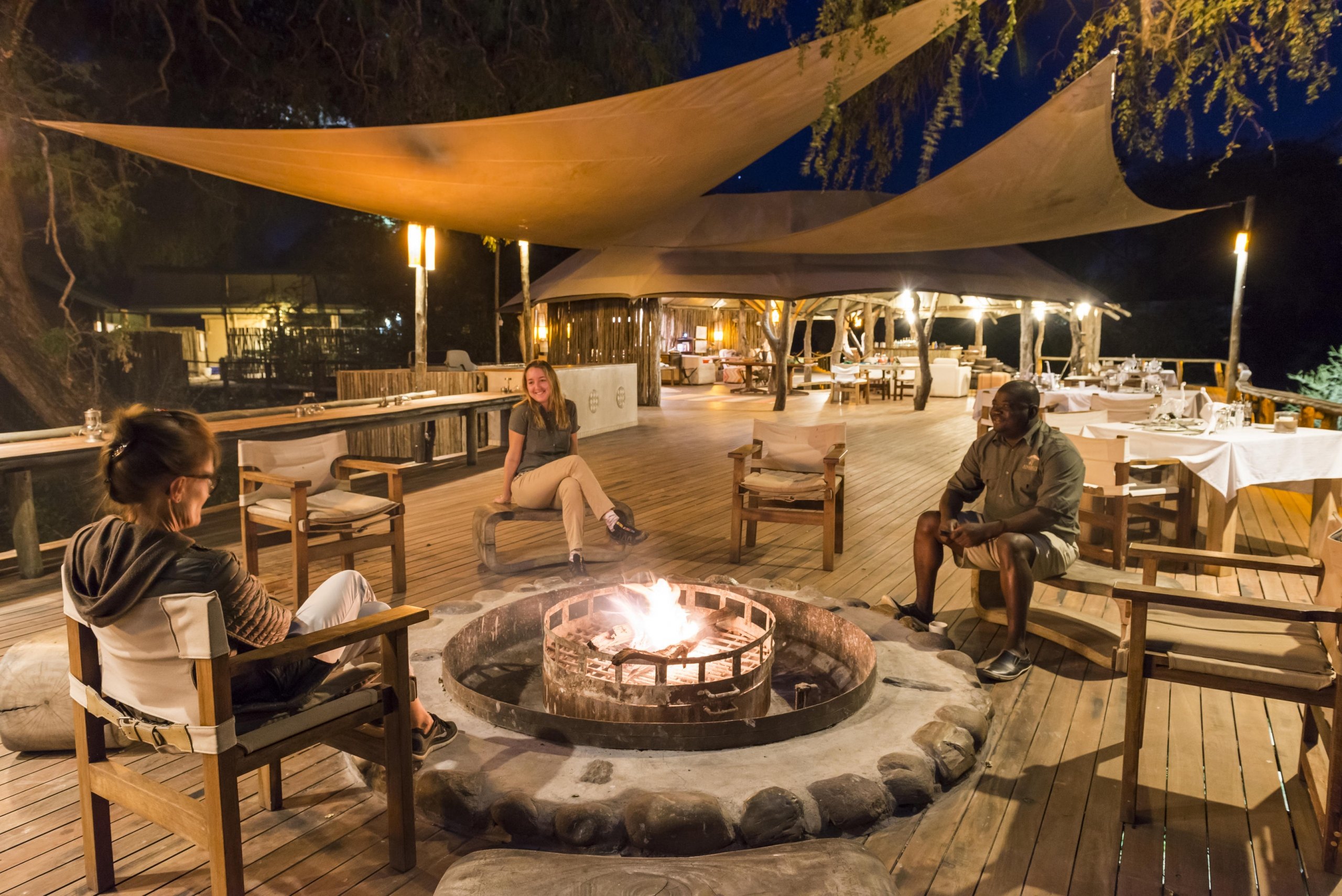Evening Fire on the Zambezi Deck