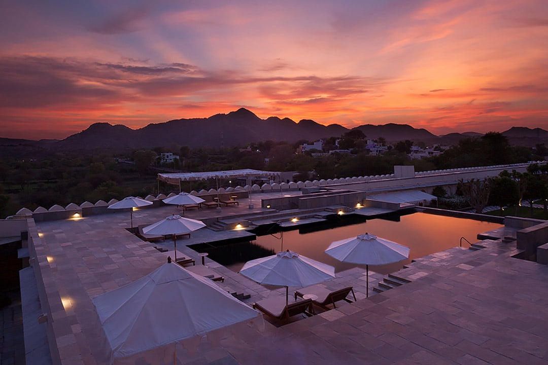 RAAS Devigarh - Pool at Sunset