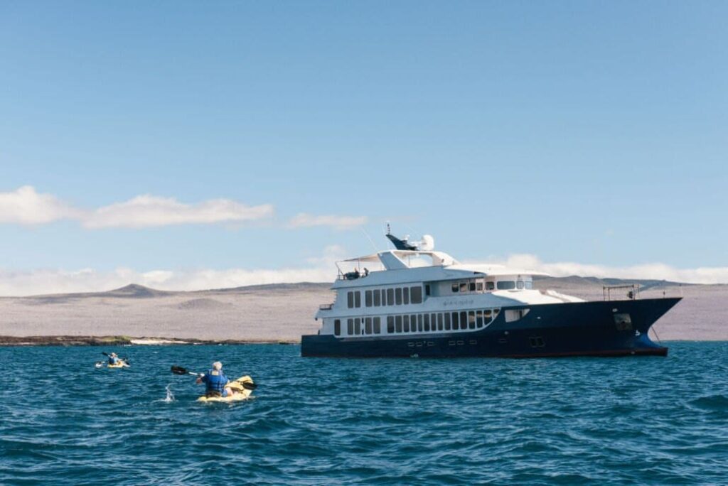 Galapagos Islands-Kayaks on board cruise
