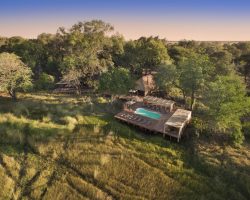 Botswana-Nxabega-Okavango-Tented-Camp-Aerial-view-of-swimming-pool